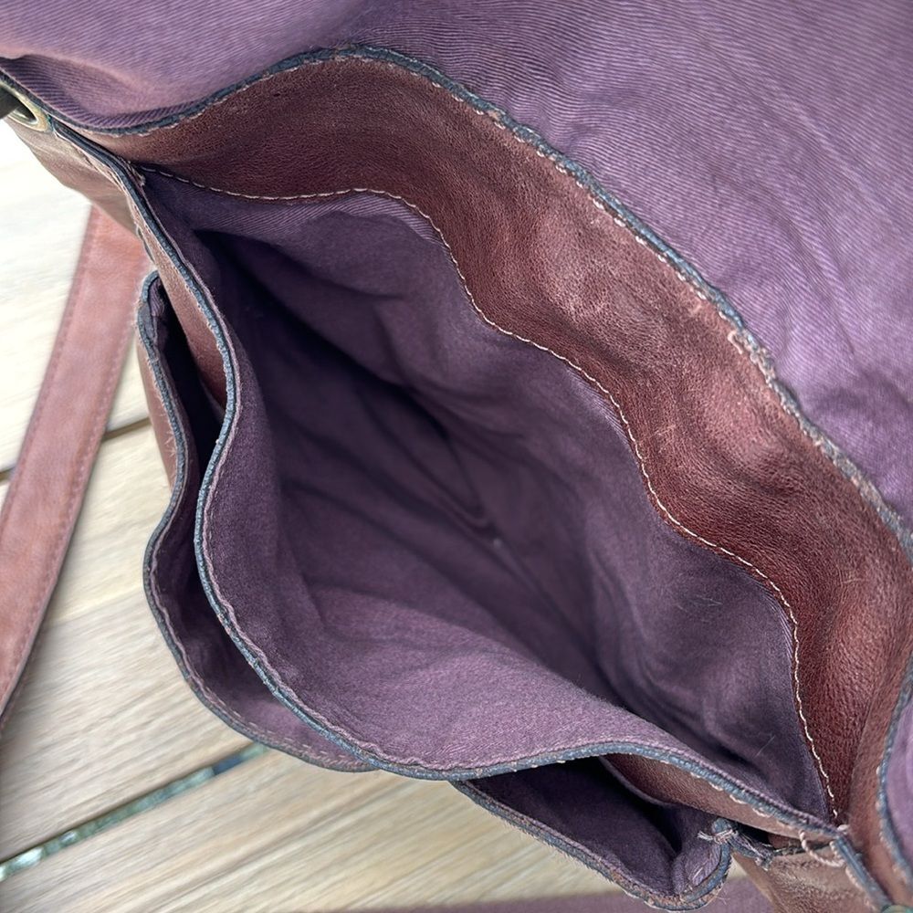 Fossil Women large chocolate Brown Leather Crossbody Bag removed shoulder strap - Picture 9 of 11